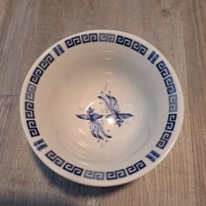 Twin Dragon Asian 4 1/2" Vintage White Blue Bowl